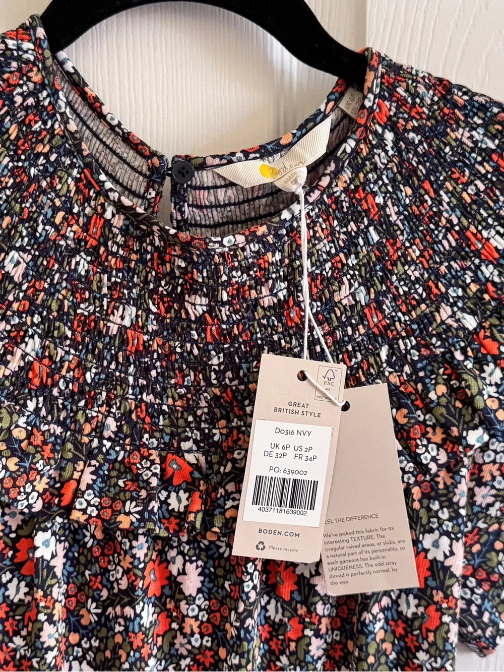 Boden Yoke Floral Smocked Ruffle Midi Maxi Dress in Multicolor Flowers NWT sz2 - Picture 3 of 4